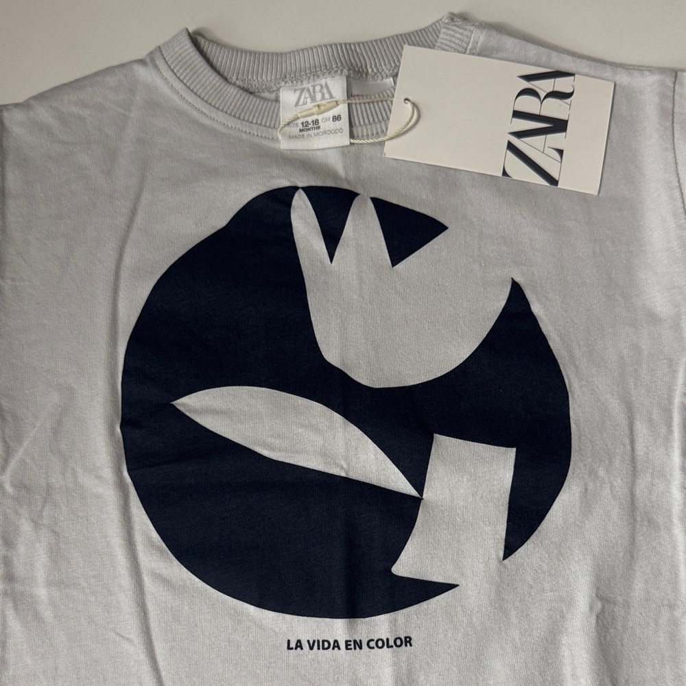 Zara Kids Graphic and Striped Tees - White and Navy - Picture 2 of 5